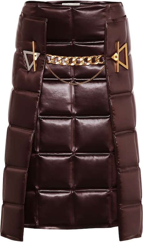 Bottega Veneta Matelassé embellished satin skirt