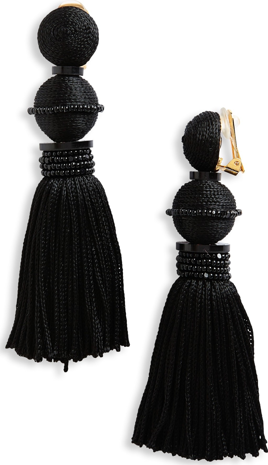Oscar De La Renta Clip Tassel Drop Earrings