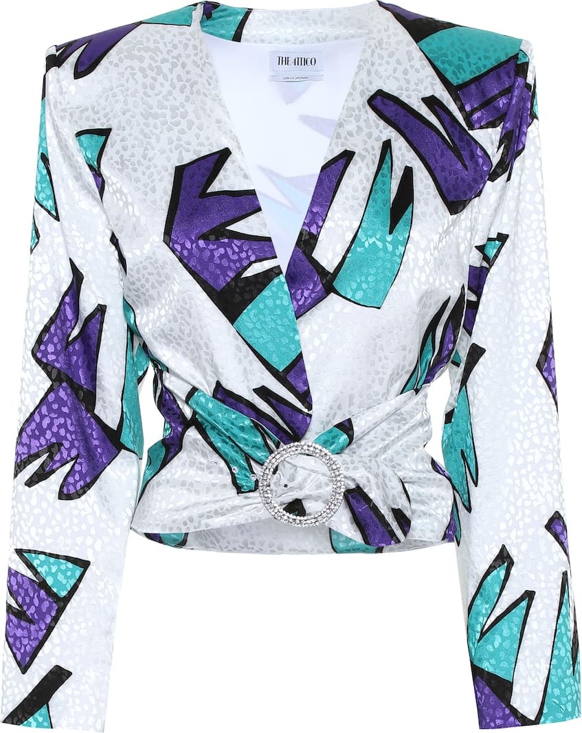 Attico Embellished satin jacquard top
