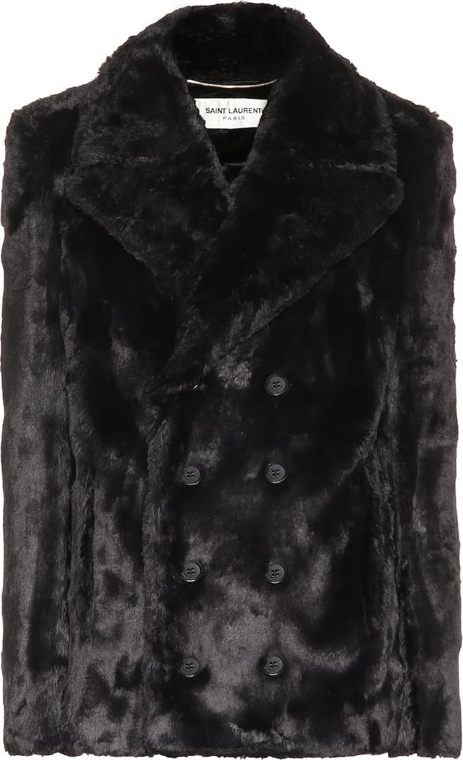 Saint Laurent Faux fur pea coat