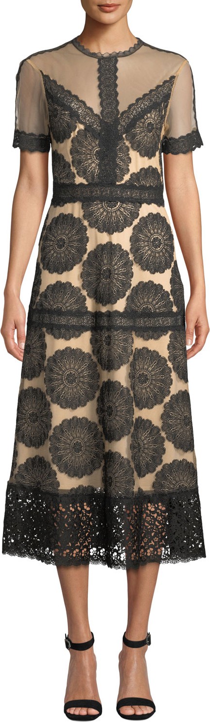 Nightcap Clothing Pinwheel Embroidered Lace-Trim Dress Nightcap Clothing Pinwheel Embroidered Lace-Trim Dress