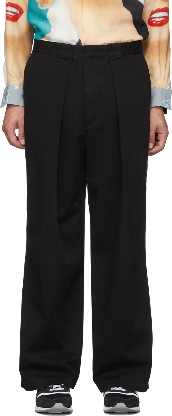 J.W.Anderson Black Pleated Chino Trousers