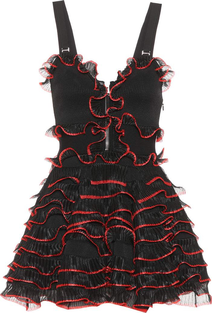 Alexander McQueen Piped ruffle zip dress