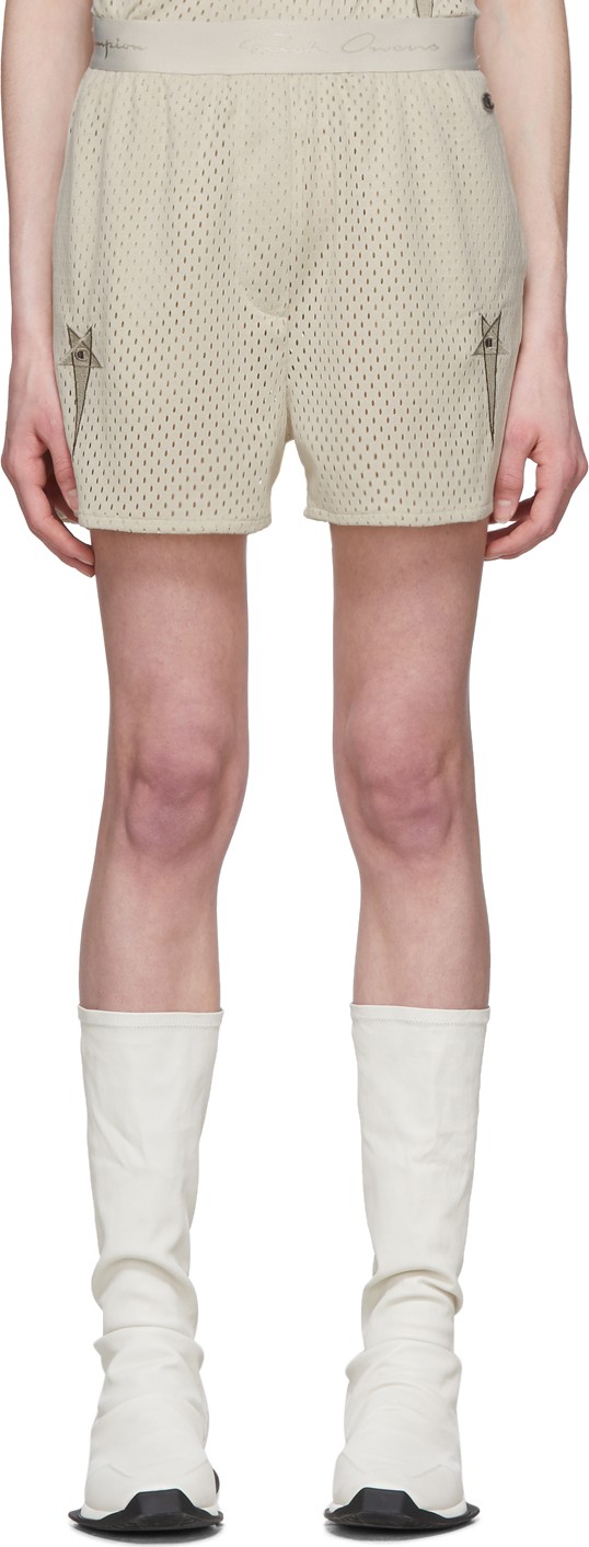 Rick Owens Off-White Champion Edition Mesh Dolphin Boxer Shorts Rick Owens Off-White Champion Edition Mesh Dolphin Boxer Shorts