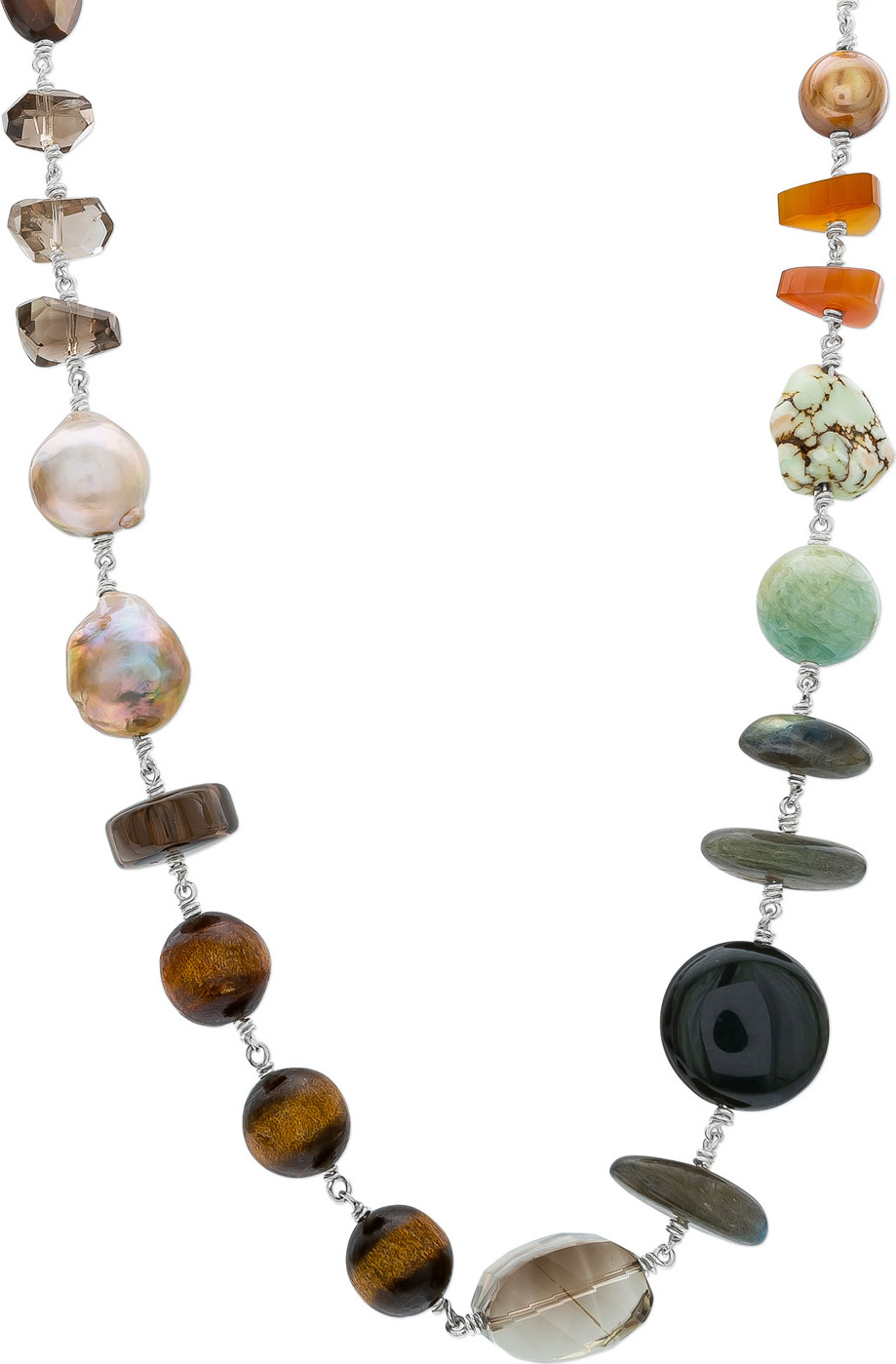 Stephen Dweck Multicolor-Stone & Pearl Necklace