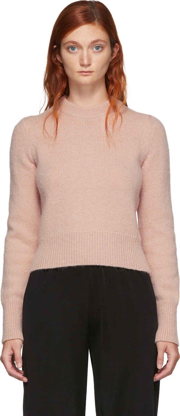 AMI Pink Pullover Alpaca Wool Sweater