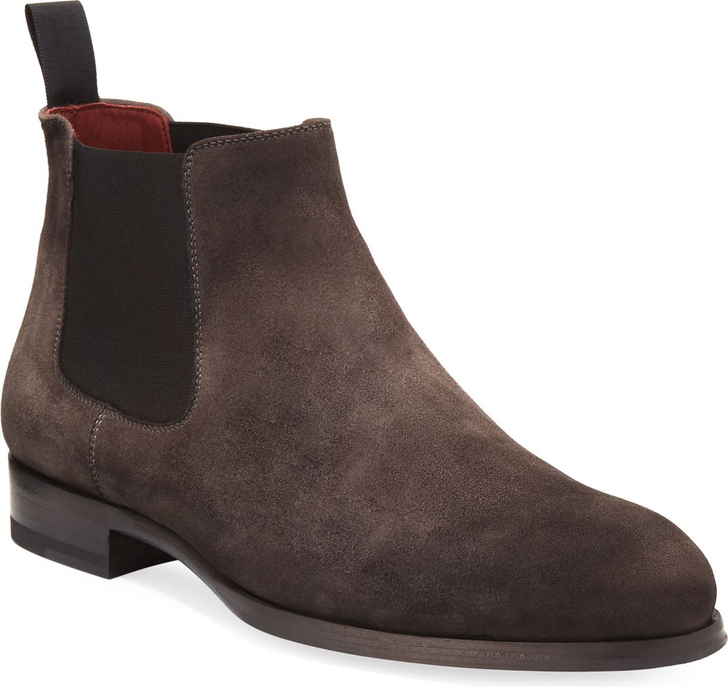MAGNANNI Suede Low Gored Chelsea Boot, Gray