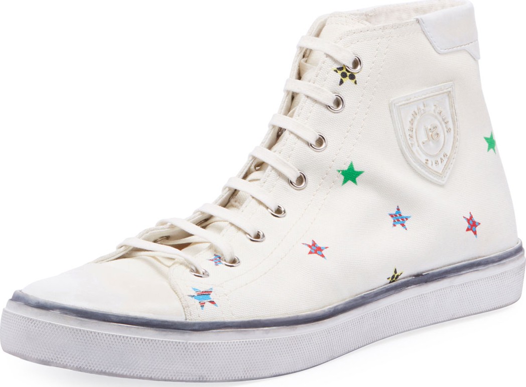 Saint Laurent Men's Bedford Star-Print High-Top Sneakers
