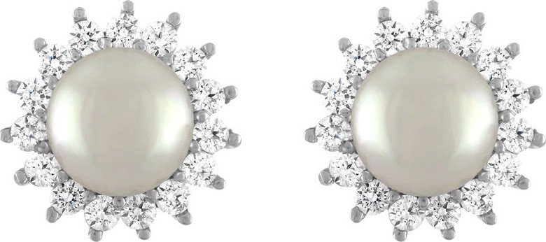 Majorica Simulated Pearl Crystal-Halo Earrings