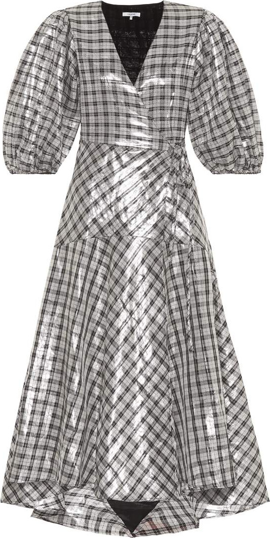 Ganni Largarde metallic silk-blend dress