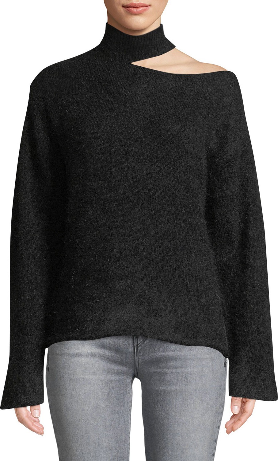 RtA Langley Cutout Turtleneck Mohair-Wool Sweater