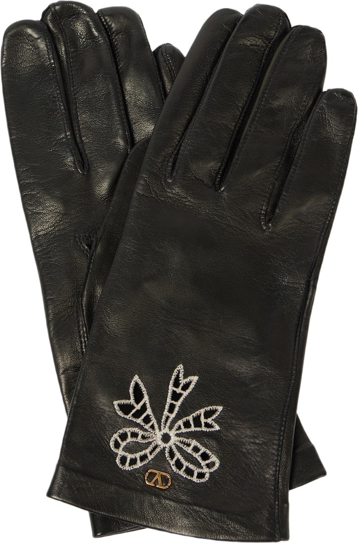 Valentino - VLogo Signature embroidered leather gloves