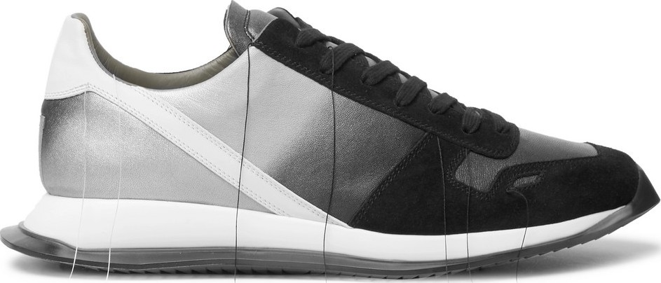 Rick Owens New Vintage Runner Dégradé Suede and Leather Sneakers