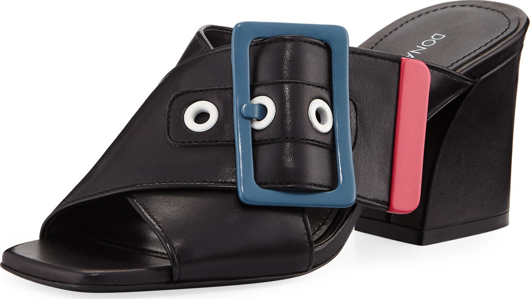 Donald J Pliner Tricolor Buckle Slide Sandal