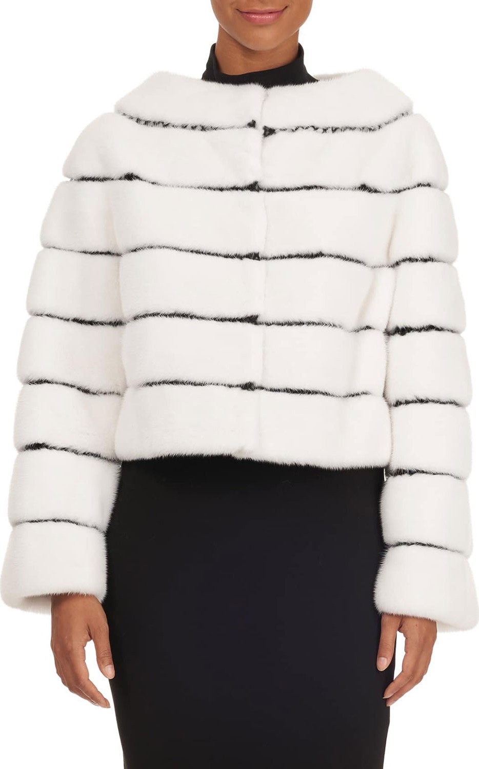 Oscar De La Renta Striped Mink Fur Bolero Jacket