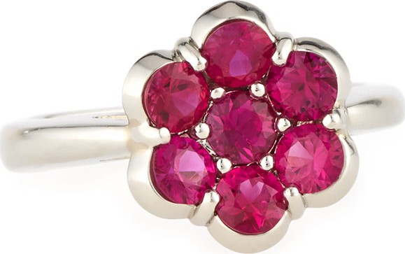 Bayco Platinum &  Ruby Flower Ring