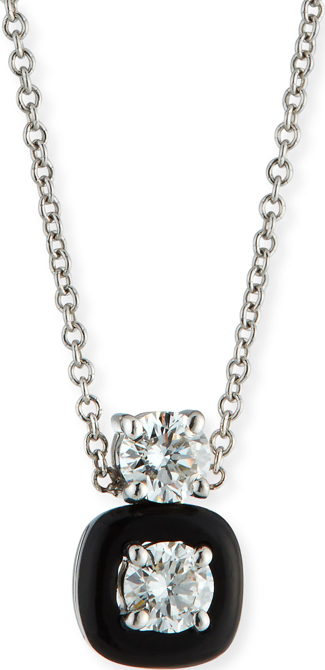 Nikos Koulis 18k Oui Double Diamond & Black Enamel Necklace