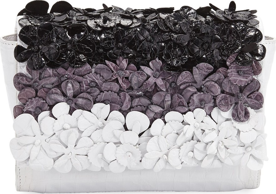 Nancy Gonzalez Carrie Small Floral Crocodile Clutch Bag