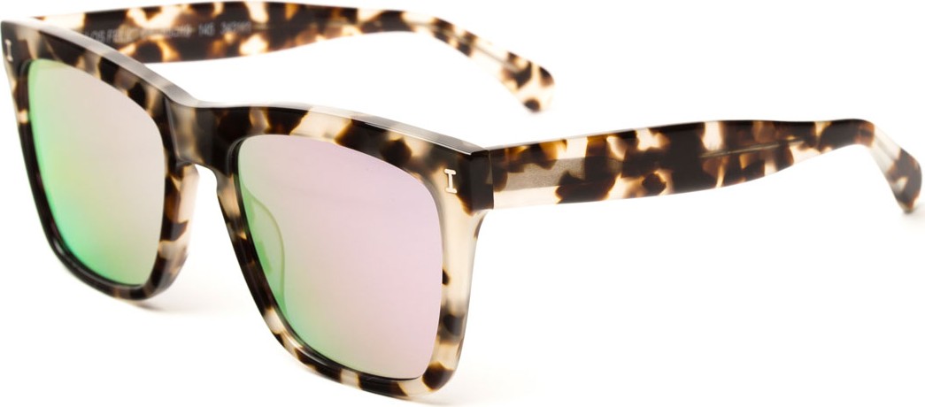 Illesteva Square Mirrored Sunglasses, Brown