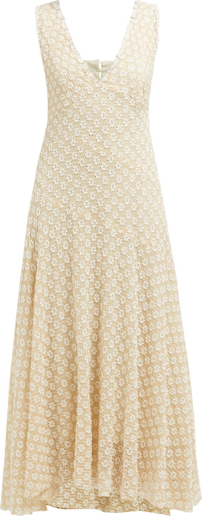 Alexachung Floral-lace V-neck midi dress