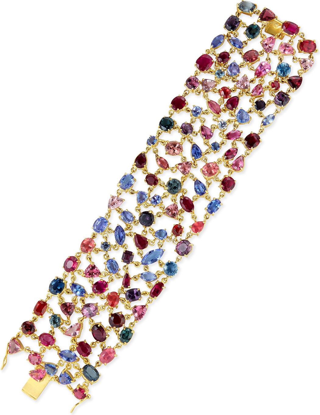 Nancy Phillips 18k Gold Multicolor Stone Link Bracelet