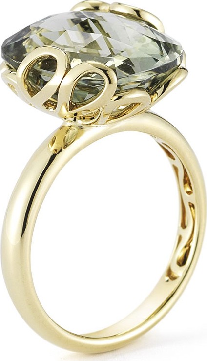 Miseno 18k Gold Sea Leaf Green Amethyst Ring, Size 6