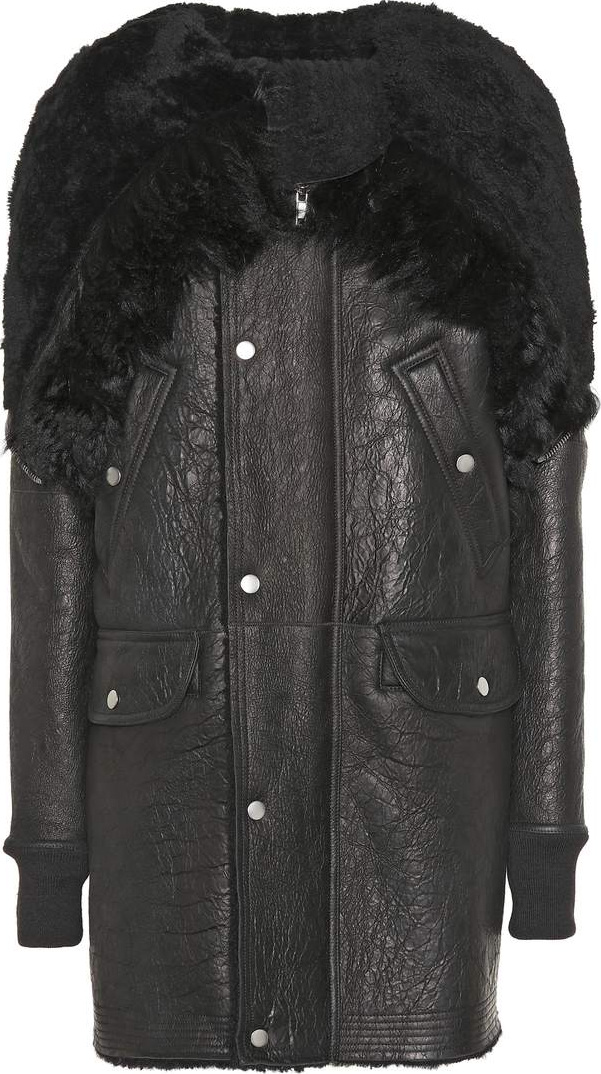 Rick Owens Fur-trimmed leather coat