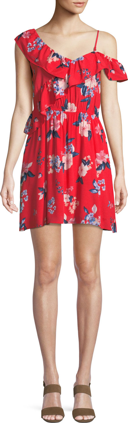 cupcakes and cashmere Cordetta Asymmetric Ruffled Floral-Print Dress