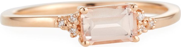 KALAN by Suzanne Kalan 14k Emerald-Cut Morganite Ring w/ Diamonds, Size 6.5