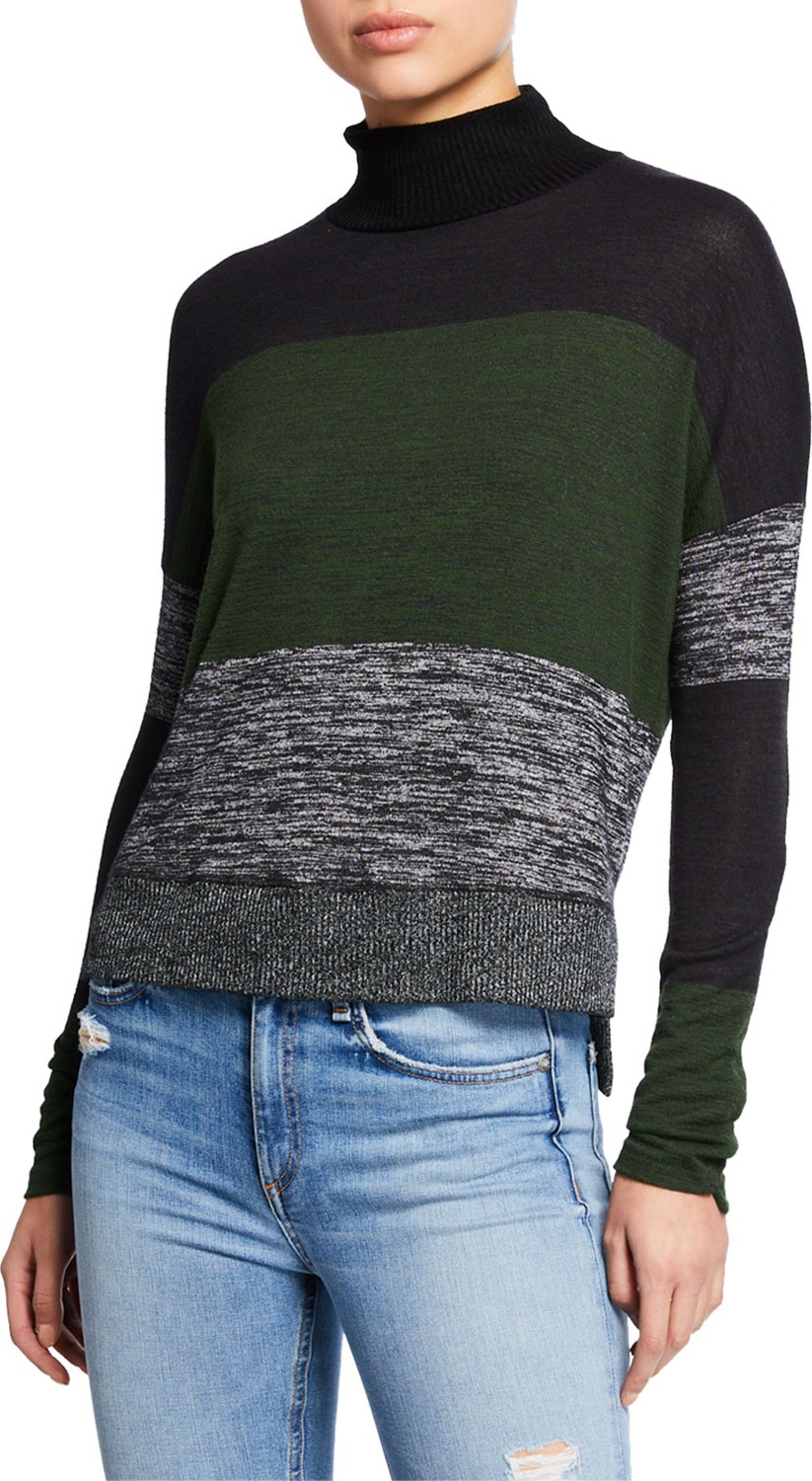 Rag & Bone Bowery Striped High-Low Turtleneck Sweater