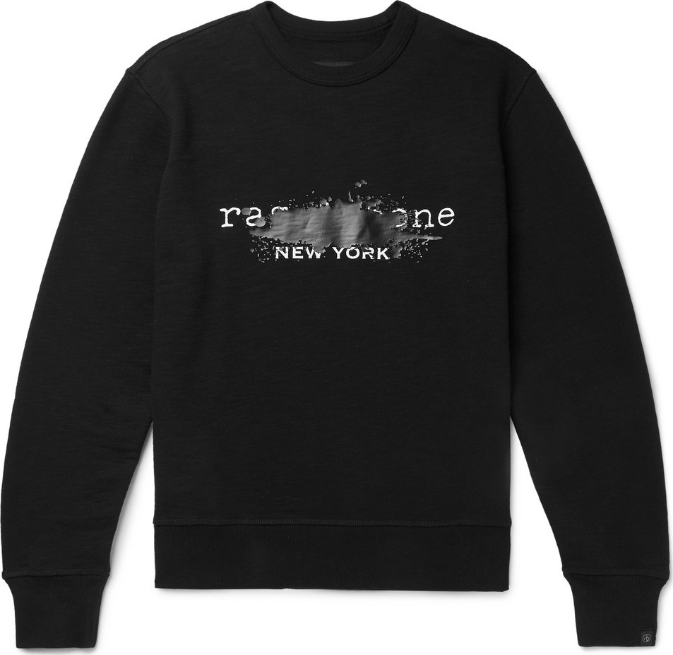 Rag & Bone Logo-Print Mélange Loopback Cotton-Jersey Sweatshirt