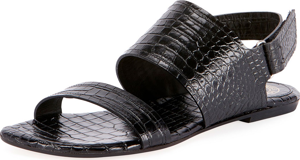 Dries Van Noten Exotic-Print Calf Flat Sandals