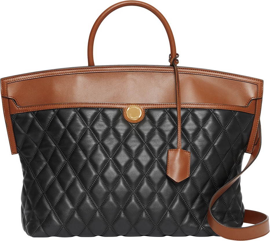 Burberry London England Argyle Quilted Leather Medium Top Handle Bag