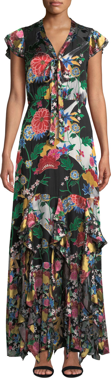 Alice + Olivia Laurette Ruffle Godet Maxi Dress