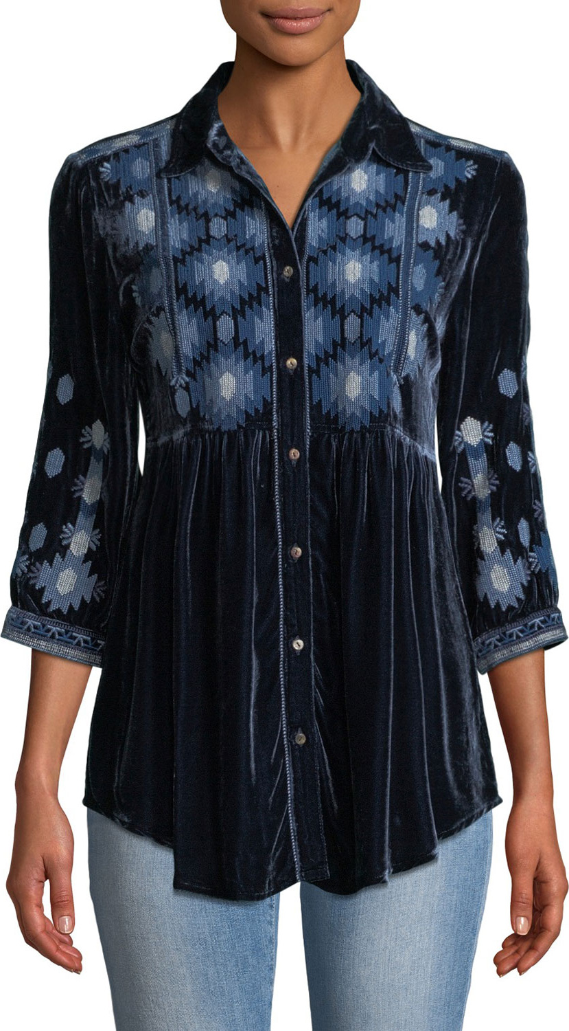 Johnny Was Nomi Smock Velvet Shirt