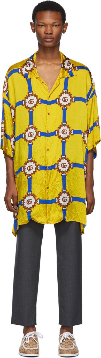 Gucci Yellow Wrinkled Harness Shirt