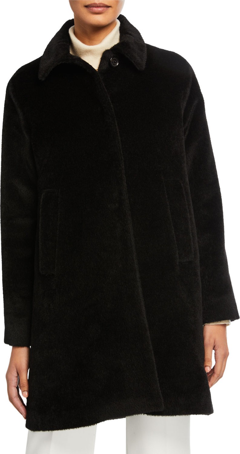 Fleurette Midi-Length Top Coat w/ Two-Button Front