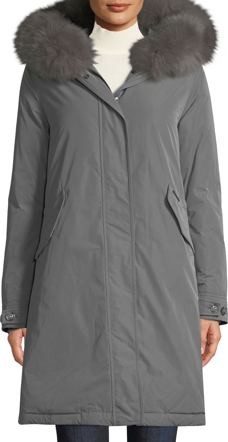 Woolrich Keystone Down Parka Coat w/ Detachable Fur Collar