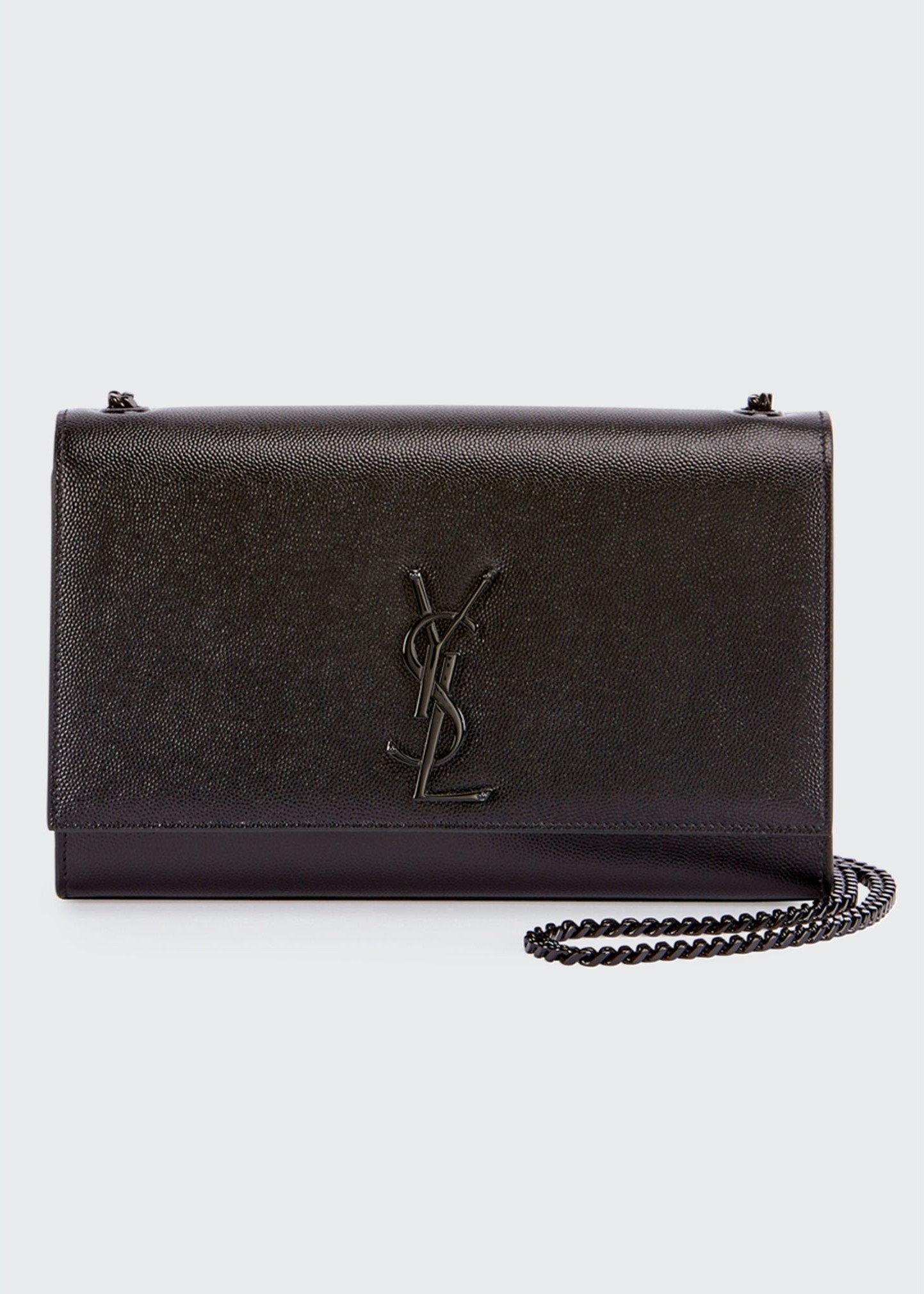 Saint Laurent Kate Medium Grain de Poudre Chain Bag  Black Hardware