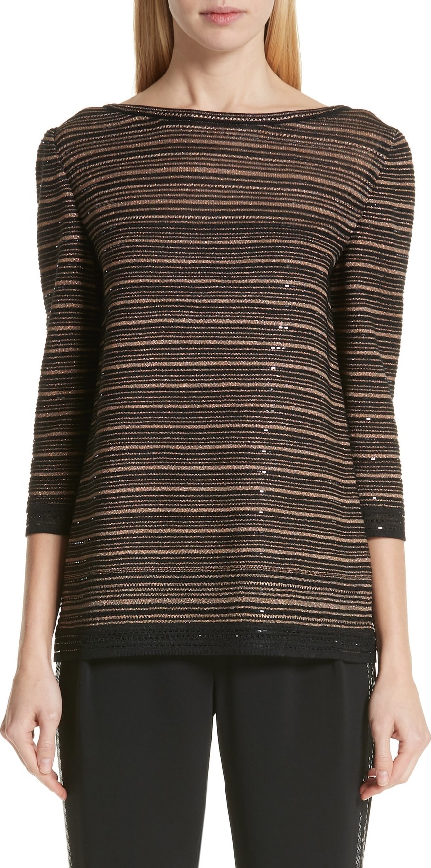 St. John Alison Metallic Knit Top