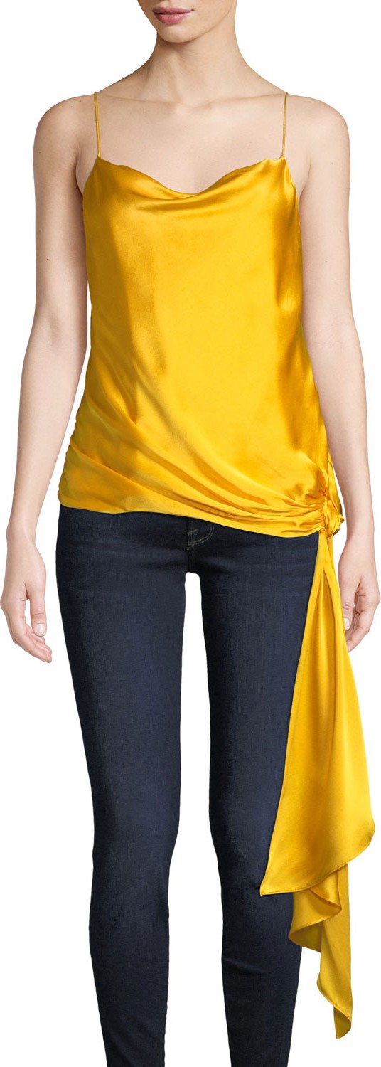 Cinq A Sept Ryder Silk Tie-Hem Sleeveless Top