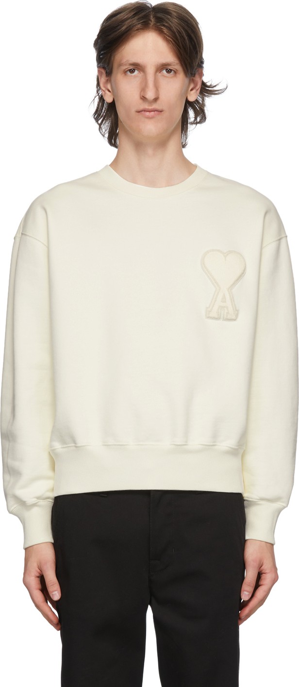 AMI SSENSE Exclusive Off-White Ami De Coeur Sweatshirt