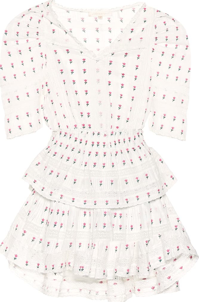 LOVESHACKFANCY Embroidered cotton minidress