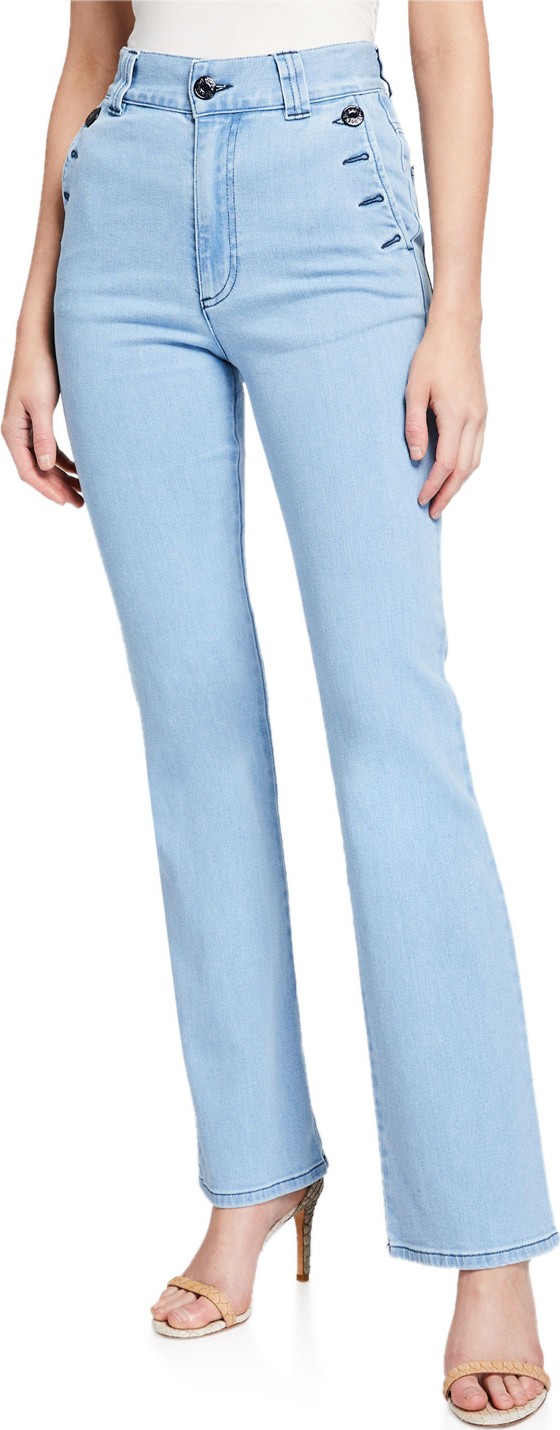 See By Chloé High-Rise Straight-Leg Jeans with Button Details