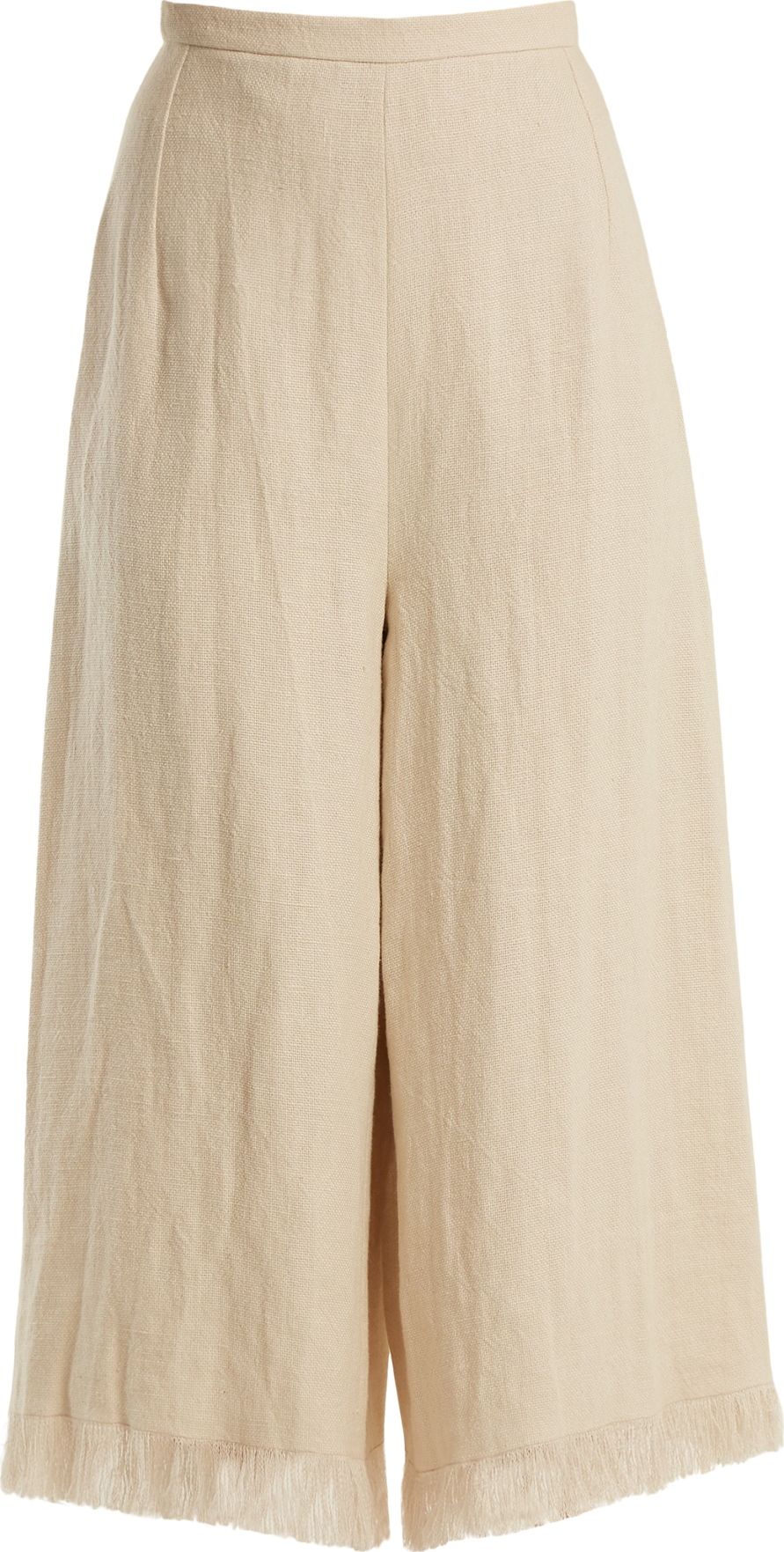 Andrew Gn Wide-leg frayed-cuff linen cropped trousers