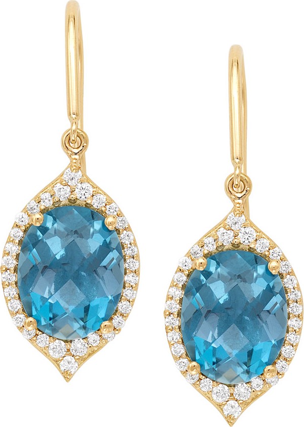 Jamie Wolf 18k Small Oval Aladdin Pave Earrings w/ Blue Topaz & Diamonds