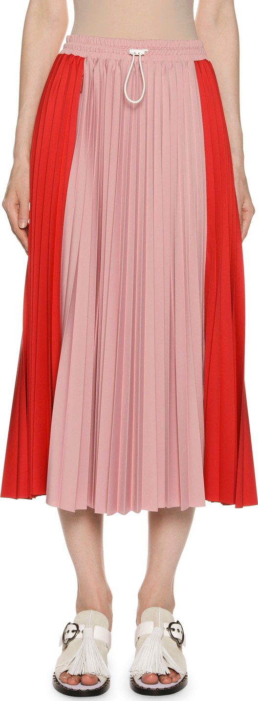 Moncler Gonna Drawcord Pleated Midi Skirt