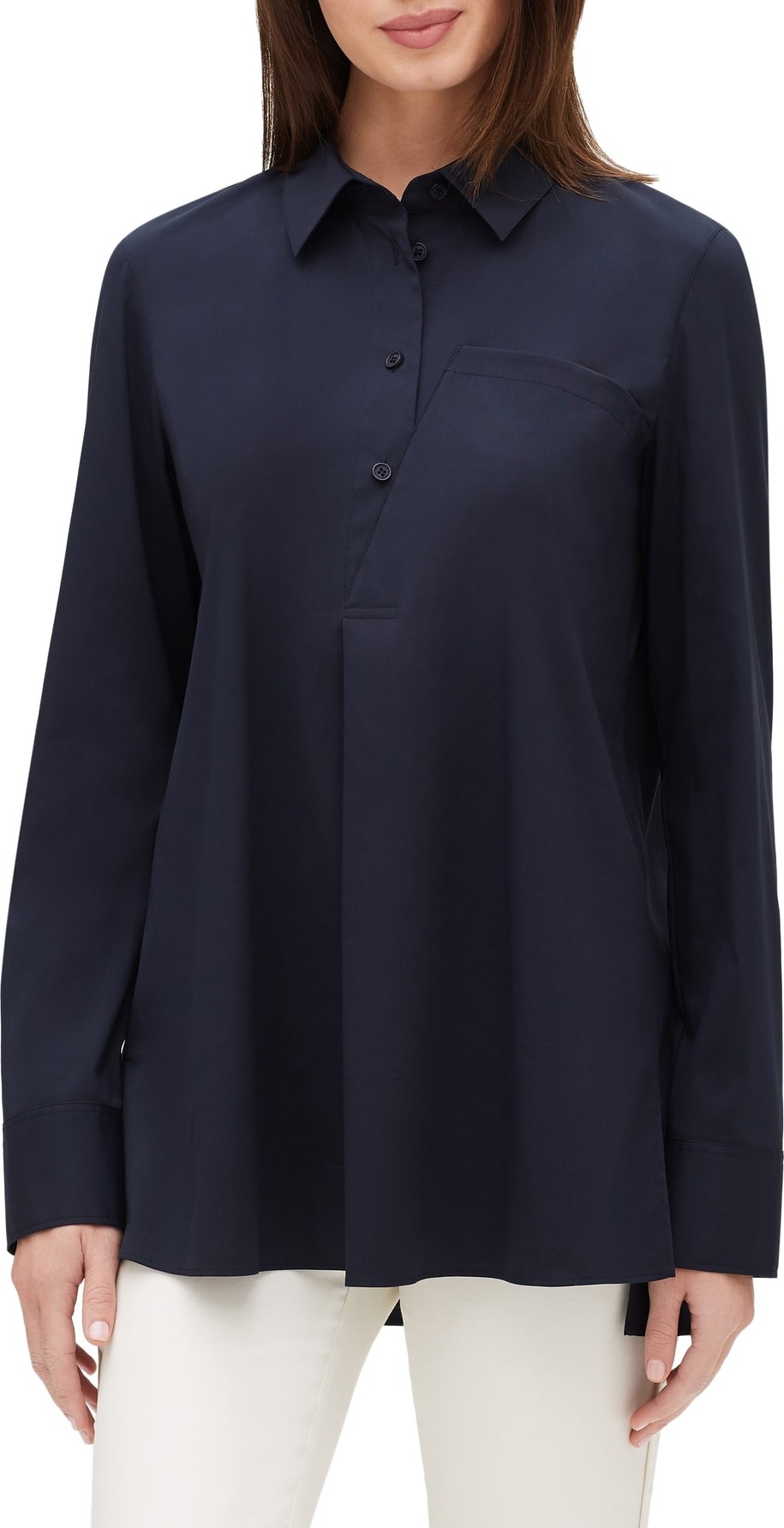 Lafayette 148 New York Casper Stretch Cotton Blend Blouse