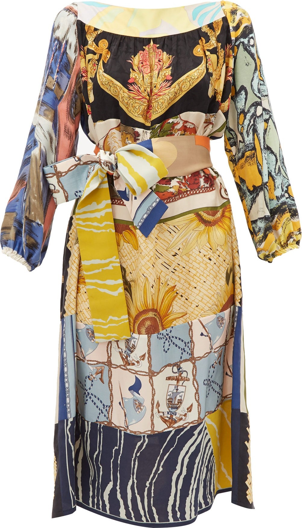 Rianna + Nina Abstract-print vintage-silk midi dress