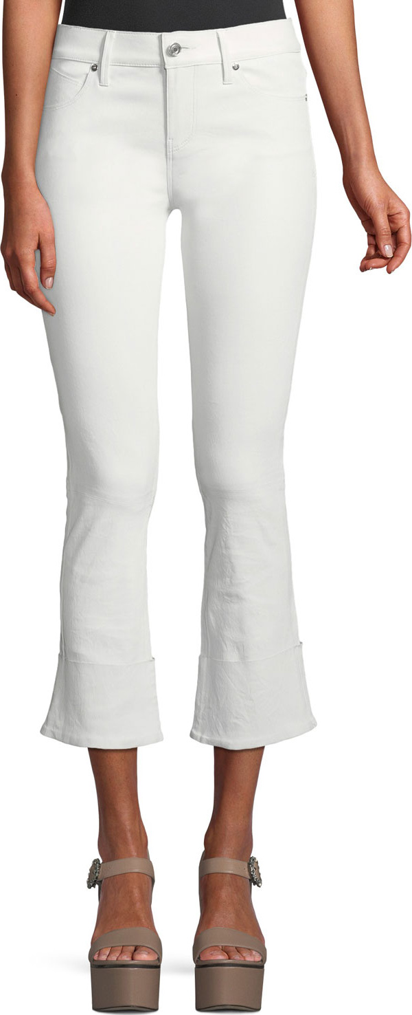 RtA Duchess Cuffed Flare-Leg Leather Pants